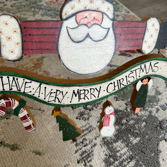 Vintage Hand Crafted Santa Have a Merry Christmas Wooden Wall Art - Picture 7 of 16